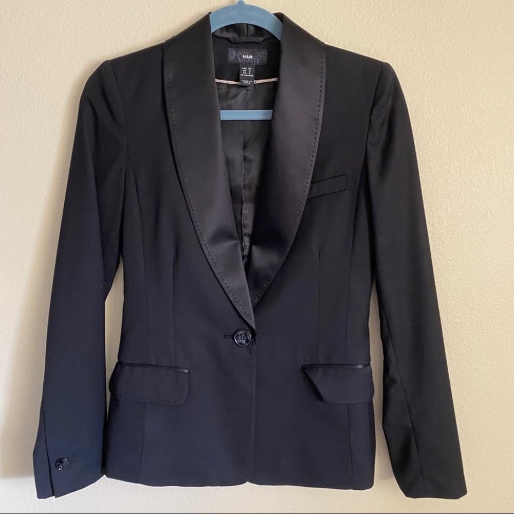 H&M Blazer Black size 4 Like New Polyester Viscose